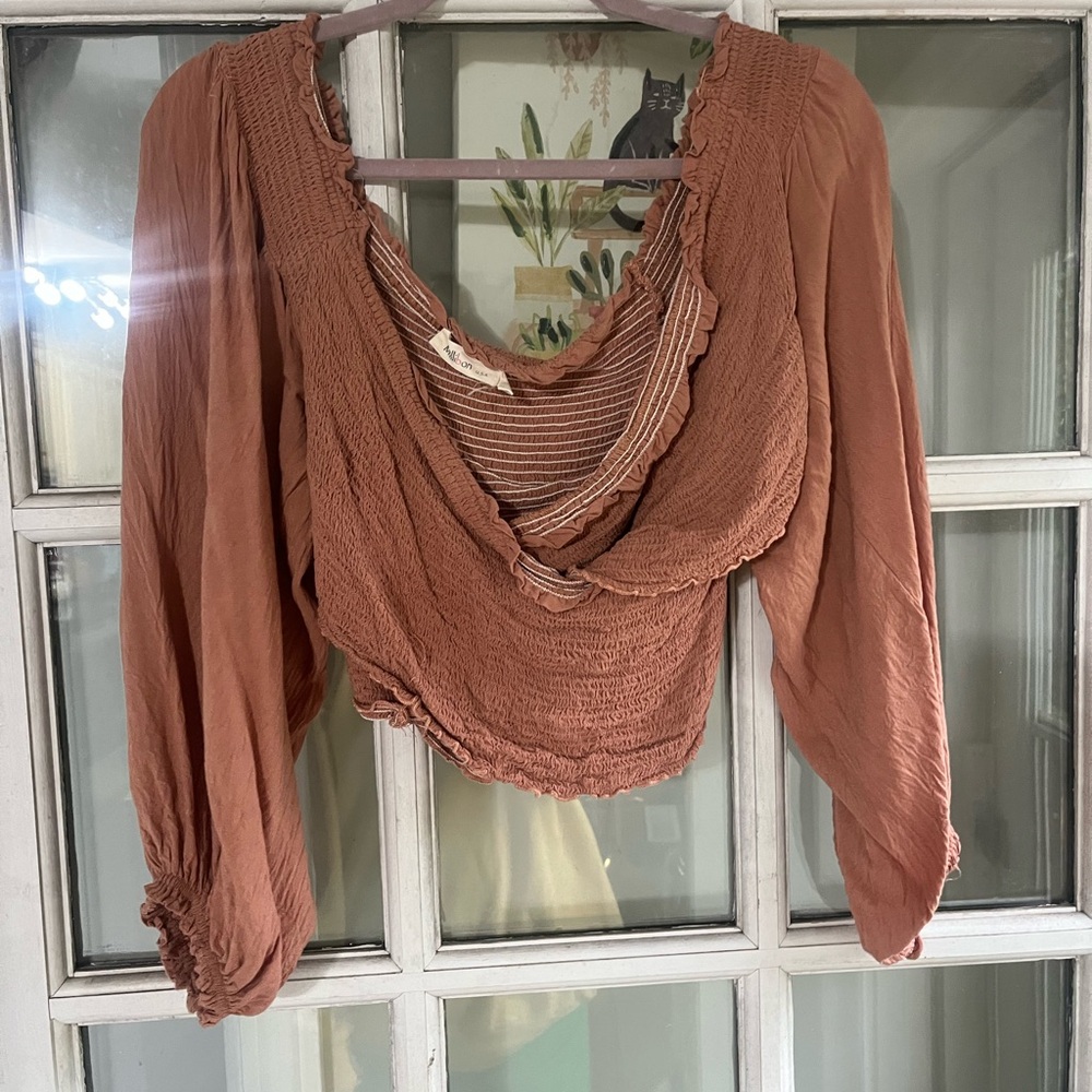 Women's Rust Smocked Top